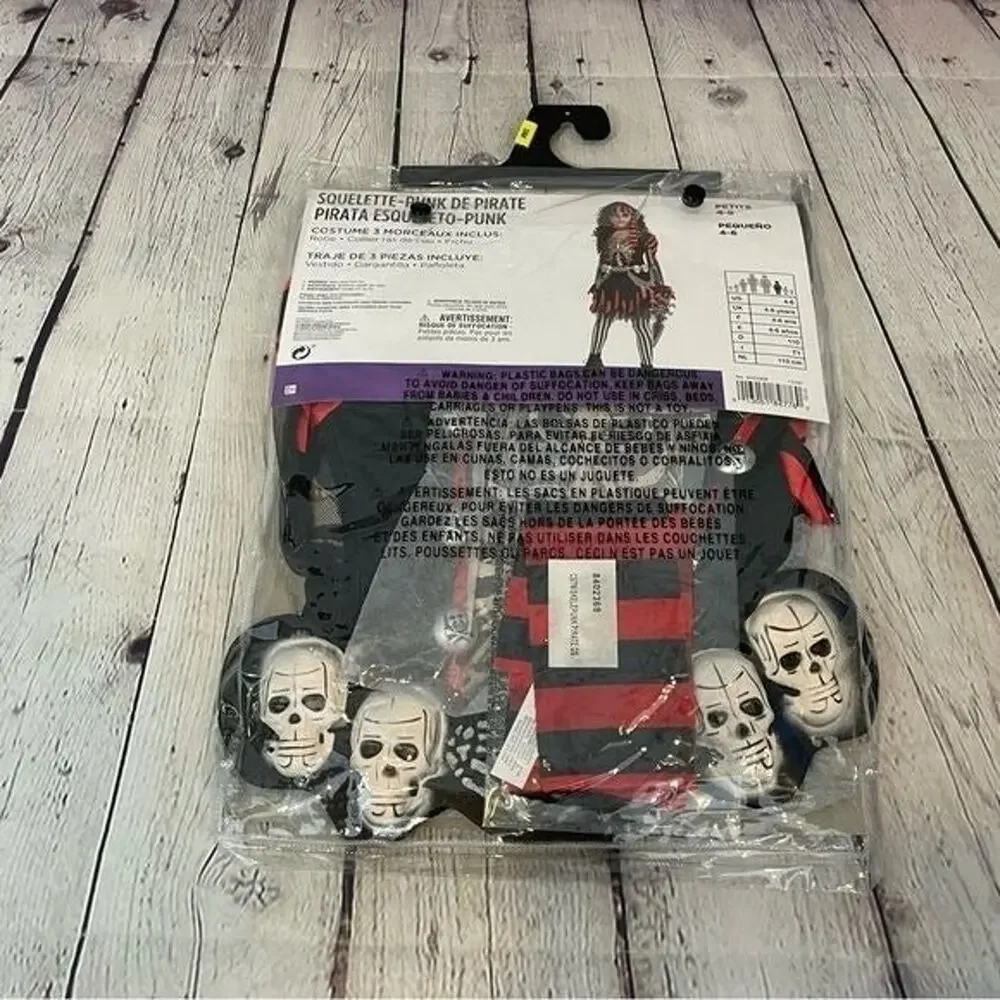 Suit Yourselves Skele-Punk Pirate Kids Halloween Costume Sz: S NWT - Picture 3 of 4